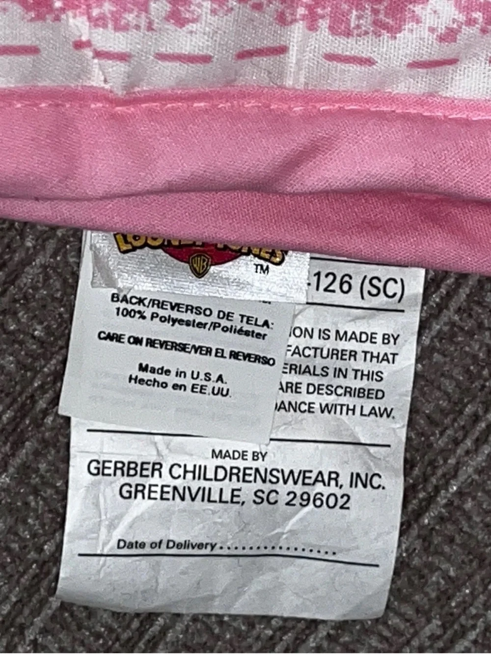 Vintage 90s Tweety Bird Head New Looney Tunes Quilt Baby Blanket Pink Hearts New